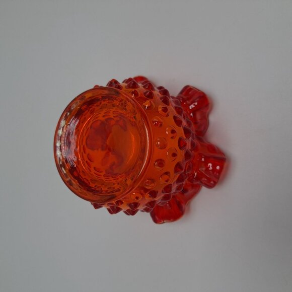 Fenton Art Glass Crimped Vase Hobnail Amberina Ruffled Edge Collectible - Picture 8 of 11